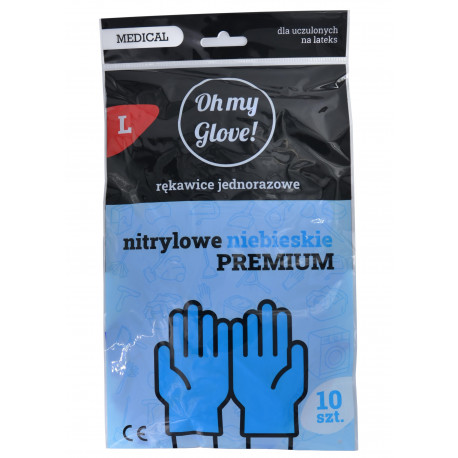 Disposable Nitrile Gloves blue / size: L 10pcs